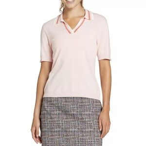 Walter hagen women’s contrast trim pink sweater polo NWT size small